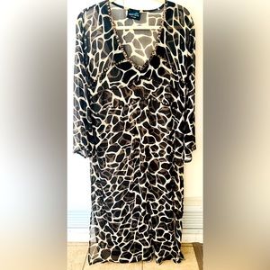Ocean Blue XL stunning beaded maxi sheer animal print Mediterranean kaftan.